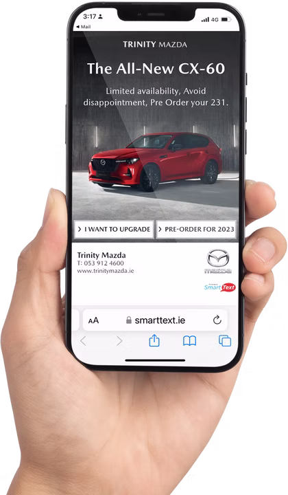 A customer viewing a personalised Smart Text vehicle offer on their phone