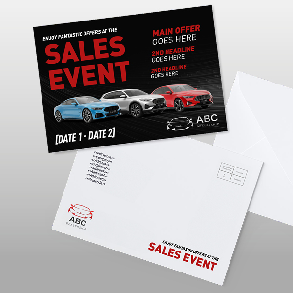 Personalised Sales Event direct mail postcard