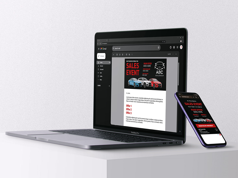 Sales Event eDM shown on a laptop and phone
