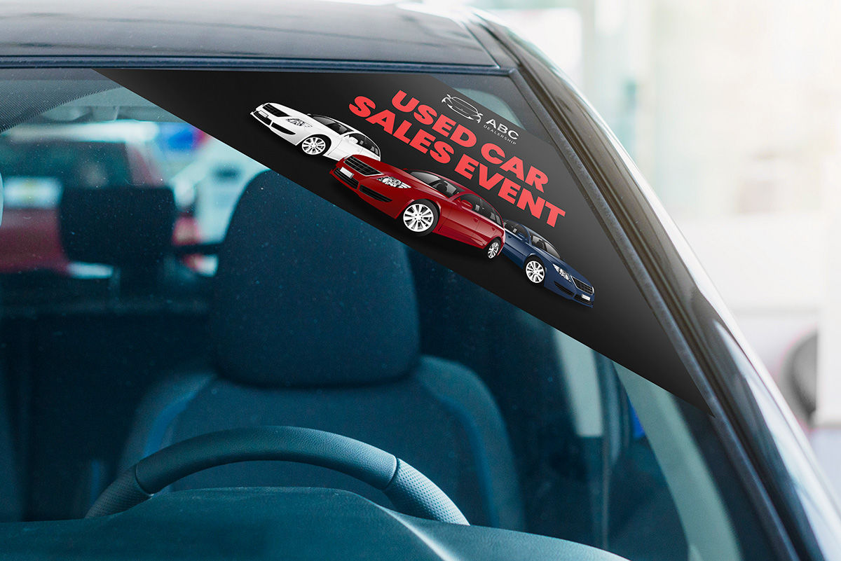 Windscreen banner for a used car sales event